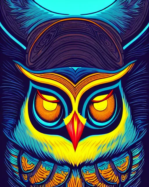 Image similar to concept art by dan mumford of a mask of symbolic owl, symbolism art style, digital painting, sharp focus, illustration