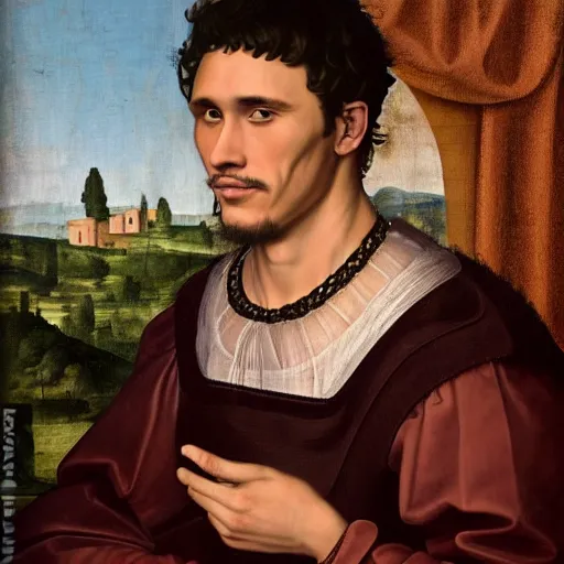 Image similar to a renaissance style portrait painting of James Franco