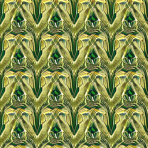 Image similar to symmetry, repeating pattern. seamless gold green leaf. wall paper. art deco with inspiration from mucha