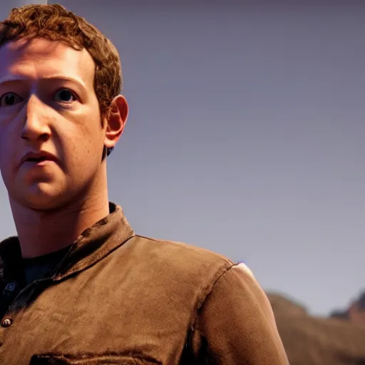 Image similar to Film still of Mark Zuckerberg, from Red Dead Redemption 2 (2018 video game)