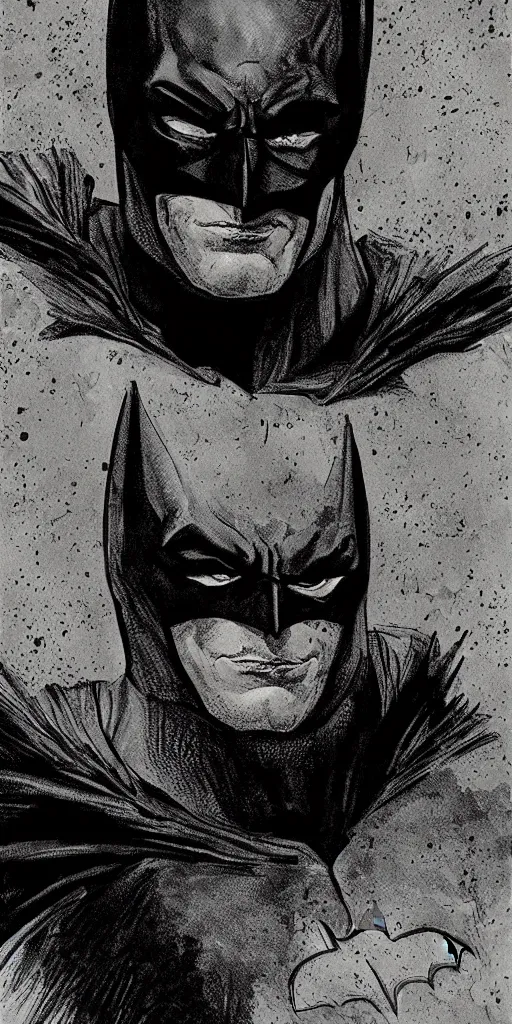 Image similar to portrait of batman, illustration, art by neil gaiman