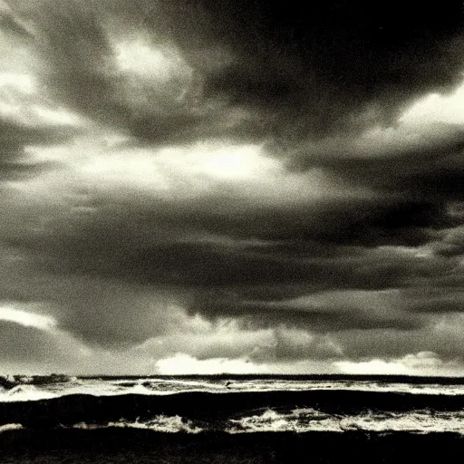 Prompt: a vintage photograph of the edge of a stormfront