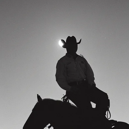 Prompt: a cowboy on horseback on the moon, earth in the distant sky, 5 0 mm