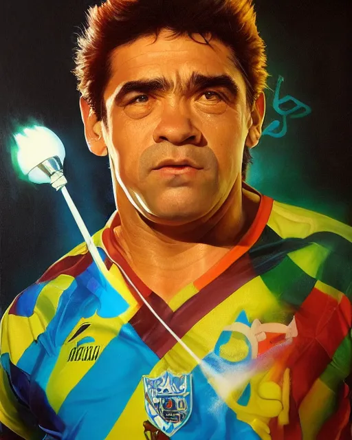 Prompt: studio light, portrait, diego armando maradona by mark brooks, by peter andrew jones!!!!!!!!, by roger dean, hd, hyper detailed, 4 k