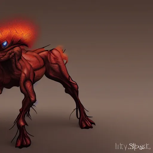 Image similar to cyclops minature spider horse, trending on artstation, scary