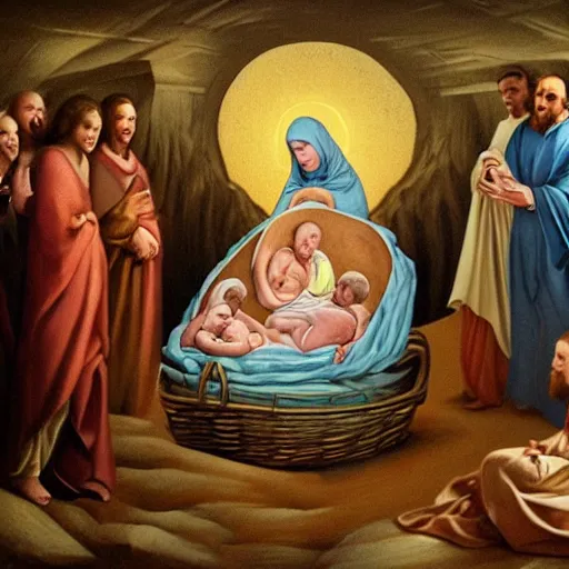 Image similar to the birth of jesus coming out of the womb