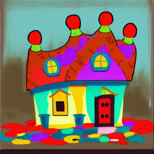 Prompt: poorly rendered clown house