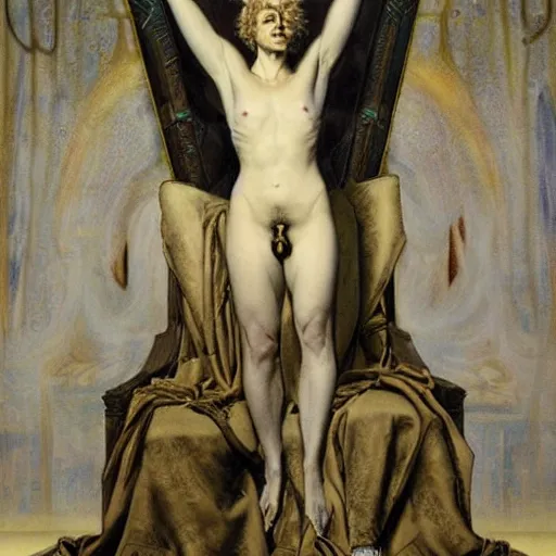 Prompt: the emperor of the world in his throne by austin osman spare and roberto ferri