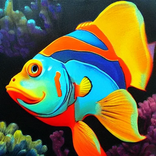 Prompt: nemo fish, impasto painting