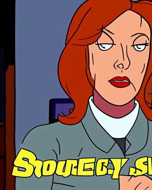Prompt: dana scully on scooby-doo: Where are you? (1977), hanna-barbara animation, blu-ray transfer, 5k