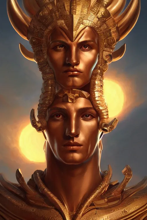 Image similar to apollo humanoid god of the sun, highly detailed, d & d, fantasy, highly detailed, digital painting, trending on artstation, concept art, sharp focus, illustration, art by artgerm and greg rutkowski and magali villeneuve