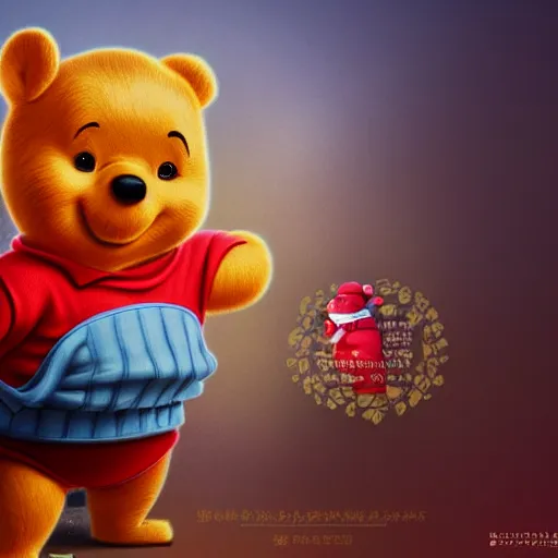 Image similar to xi jinping as winnie-the-pooh, digital art, artstation, cgsociety, trending, 4k, award-winning