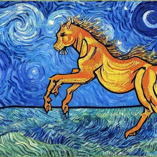 Image similar to a hippocampus, fantasy art, van gogh