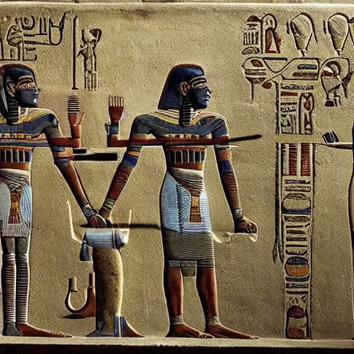 Image similar to robots in ancient egyptian art