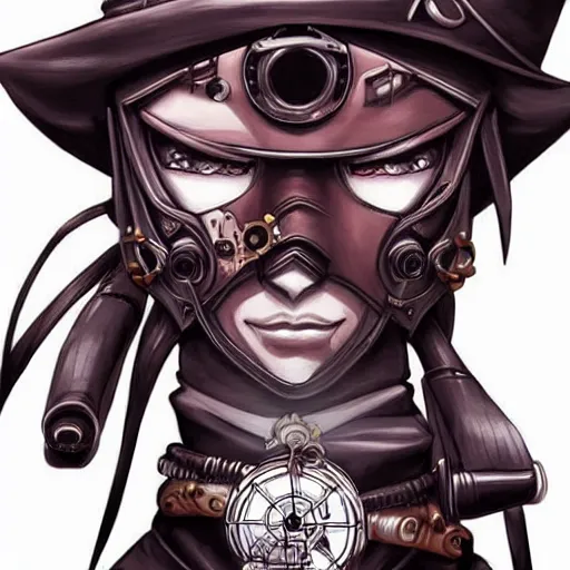 Image similar to Steampunk robot ninja pirate vampire, by Artgerm