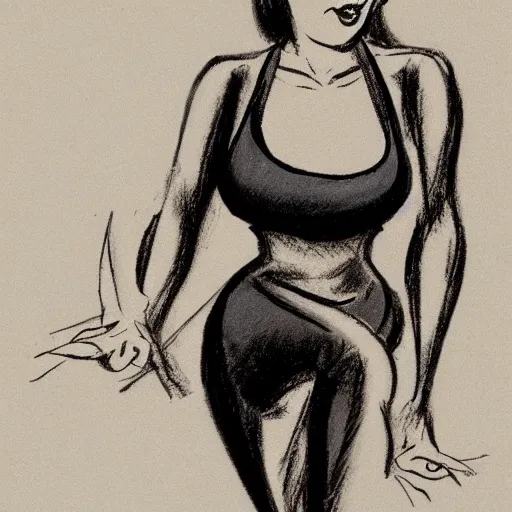 Image similar to milt kahl sketch of thick cuban girl wearing black yoga pants