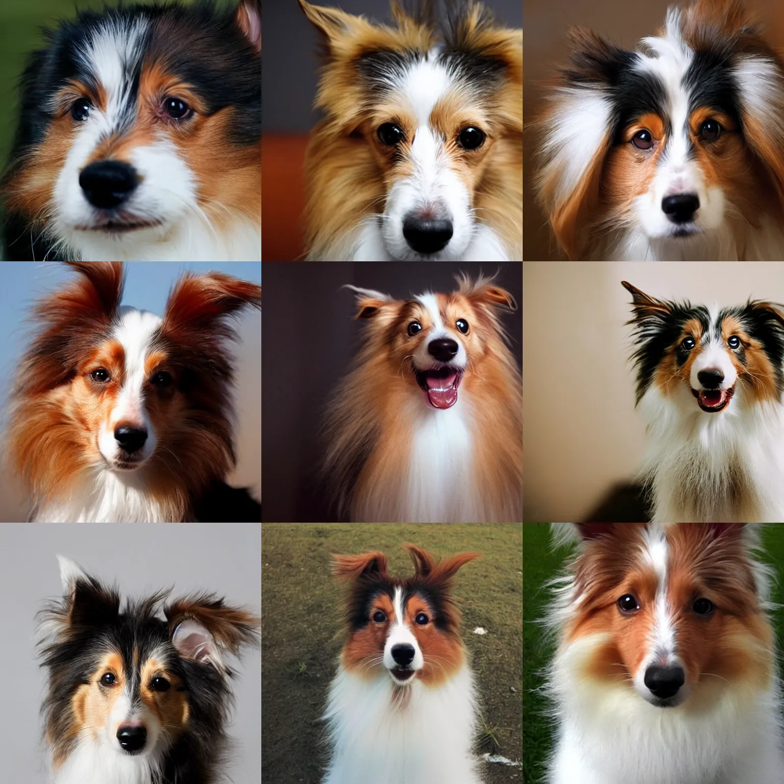 Prompt: a sheltie dog crying because his parents got a divorce