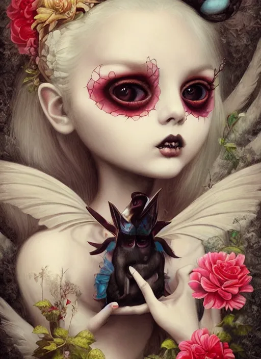 Prompt: pop surrealism, lowbrow art, realistic cute alice babymetal painting, japanese street fashion, hyper realism, muted colours, rococo, natalie shau, loreta lux, tom bagshaw, mark ryden, trevor brown style,