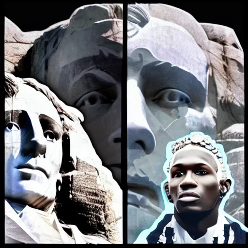 Image similar to young thug, as mount rushmore