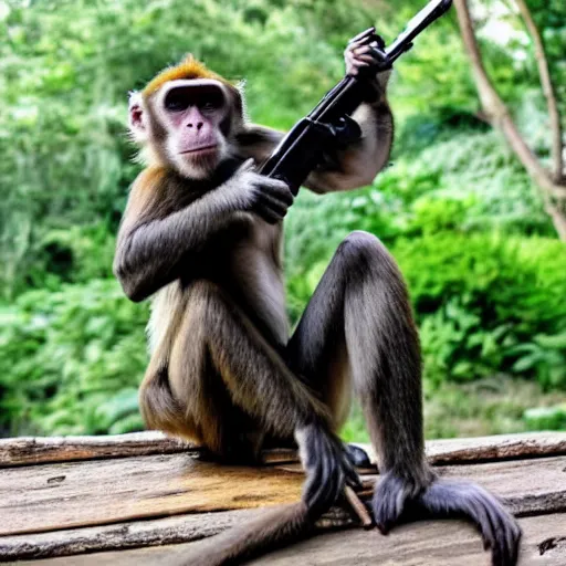 Prompt: a monkey with an ak 4 7