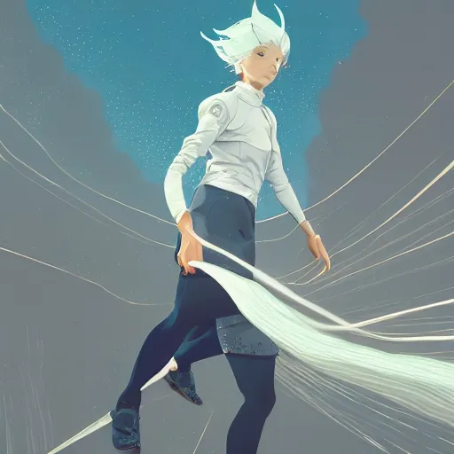 Image similar to vanishing point, white hair eva riding ready to fight, by victo ngai and makoto shinkai, partner, adiant light, minimalist, unreal engine 5, concept art ， highly rendered,, digital painting, artstation, concept art, smooth, sharp foccus, artstation hq