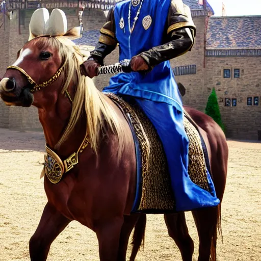 Prompt: snoop dogg riding a horse in stormwind city, warcraft