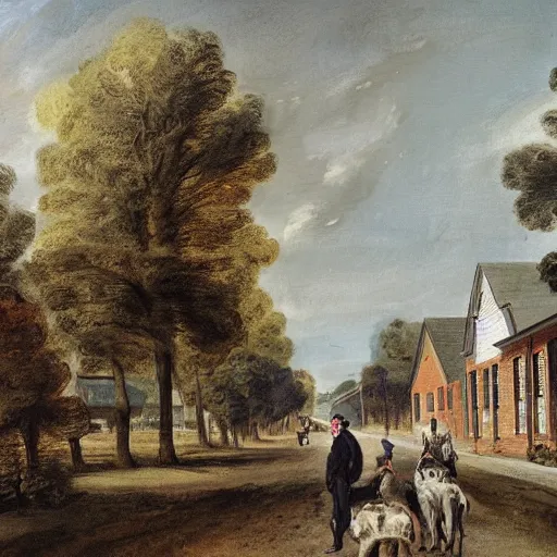 Prompt: Streets of Marshal Arkansas, Portrait artwork by Thomas GAINSBOROUGH