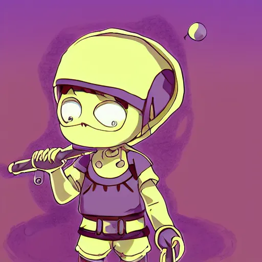 Image similar to cute little boy wearing an skull mask and dressed in an nun outfit in desert, purple color palette, artwork made in made in abyss art style, inspired in ddtank and hirohiko araki, ray tracing, soft details