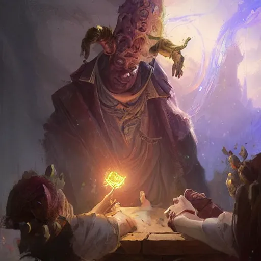 Image similar to a doctor using magic to heal patients in the baroque era, hearthstone art style, epic fantasy style art by Craig Mullins, fantasy epic digital art, epic fantasy card game art by Greg Rutkowski