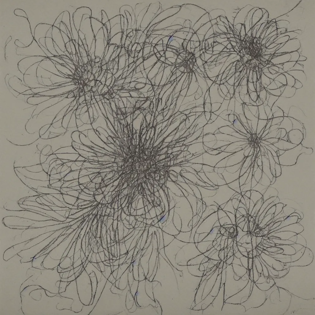 Image similar to a drawing on squared paper representing flower and stain and scribbles by cy twombly, gallery art, contemporary