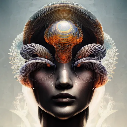 Image similar to goddess portrait. jellyfish phoenix head. intricate artwork by Tooth Wu and wlop and beeple. octane render, trending on artstation, greg rutkowski very coherent symmetrical artwork. cinematic, hyper realism, high detail, octane render, 8k