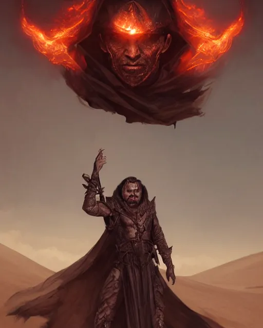 Prompt: antony starr posing as an evil sorcerer in the desert casting a fire spell,realistic face, full body, fantasy art, in the style of greg rutkowski, illustration, epic, fantasy, intricate, hyper detailed, artstation, concept art, smooth, sharp focus, ray tracing, vibrant