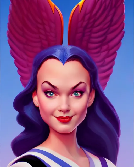Prompt: 3 / 4 powerful cute disney woman with wings, digital painting, artstation, concept art, smooth, sharp focus, illustration, disney, symmetry face, fine details. art by alex ross, brittney lee