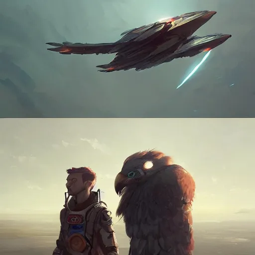 Image similar to 👨‍🚀🦅, digital Art, Greg rutkowski, Trending artstation,cinematographic