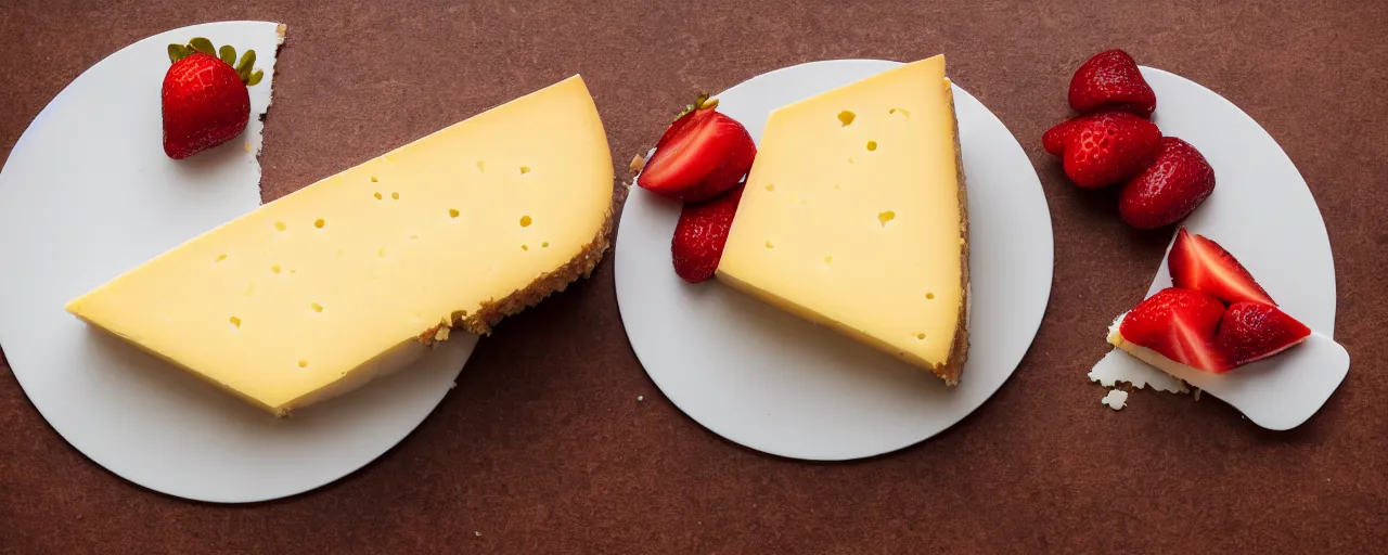 Prompt: a juicy piece of cheese cake from a high class bakery, depth of field, dark setup, dynamic lighting, food photography, isometric, tasty, wide shot, studio, bokeh, gmaster, cooking, food, kodak, sony, canon