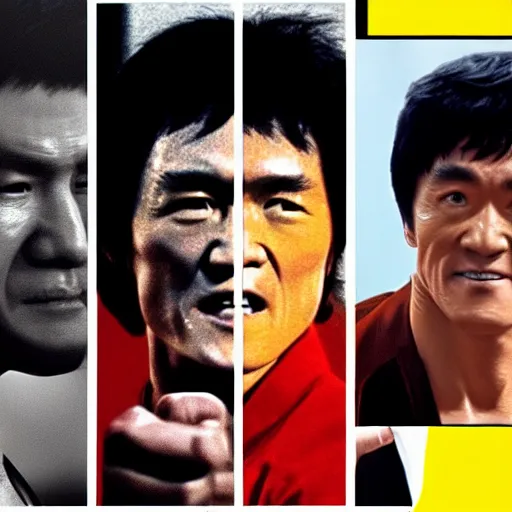 Prompt: jackie chan and bruce lee vs thomas jefferson, 4 k