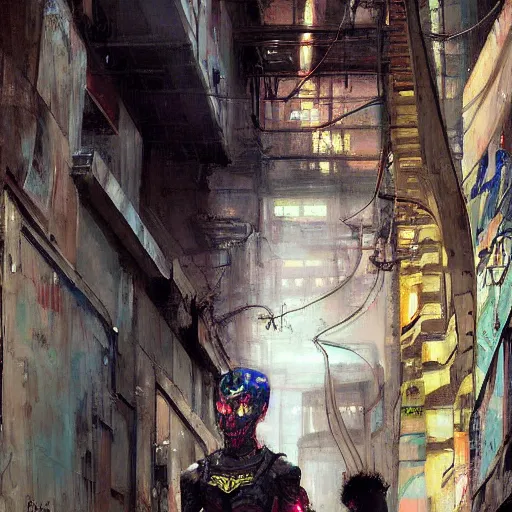 Prompt: a cyborg!! sphynx, in a cyberpunk alleyway by daniel gerhartz