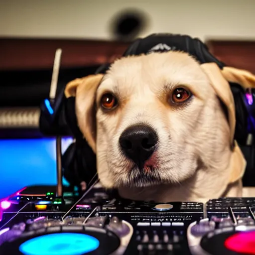 Image similar to a dog on the dj decks