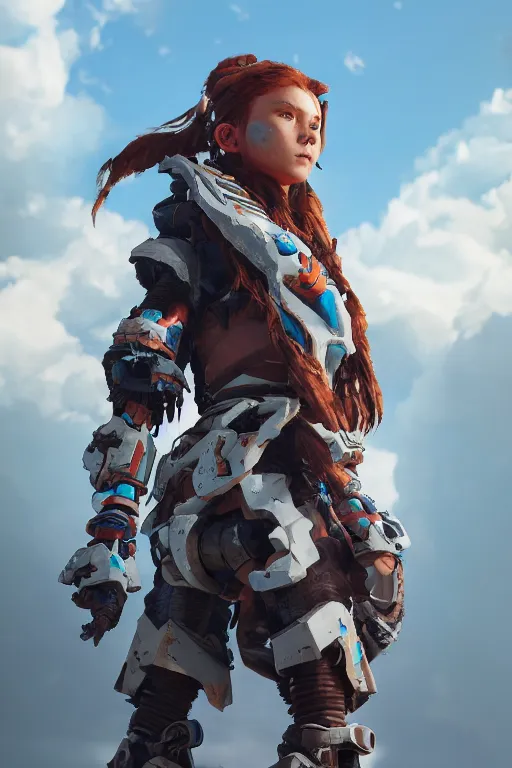 Image similar to combination suit armor aloy horizon forbidden west horizon zero dawn robot ninja mask helmet backpack tribal, aesthetic octane render, 8 k hd resolution, by ilya kuvshinov and cushart krentz and gilleard james radiating a glowing aura cgi rtx 2 0 2 2