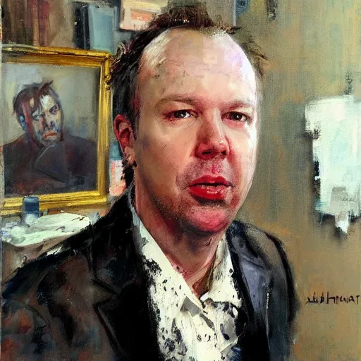 Prompt: face protrait of american comedian doug stanhope, jeremy mann painting