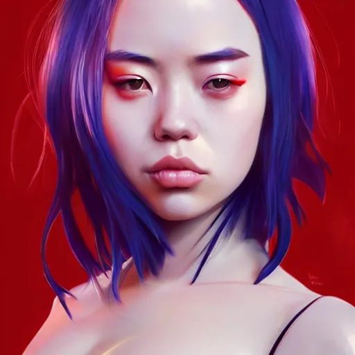 Image similar to a beautiful young japanese billie eilish lucy liu alluring instagram model in elaborate latex bikini tank top, tank top made from latex demon faces, by guweiz and wlop and ilya kuvshinov and artgerm and, aesthetic, gorgeous, stunning, alluring, attractive, artstation, deviantart, pinterest, digital art