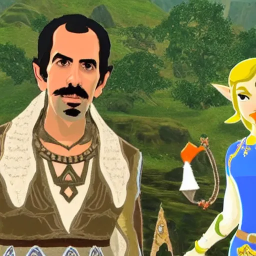 Prompt: borat in the legend of zelda breath of the wild