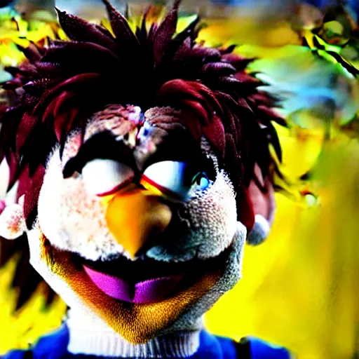 Prompt: still of Lionel Messi as a Muppet, close up