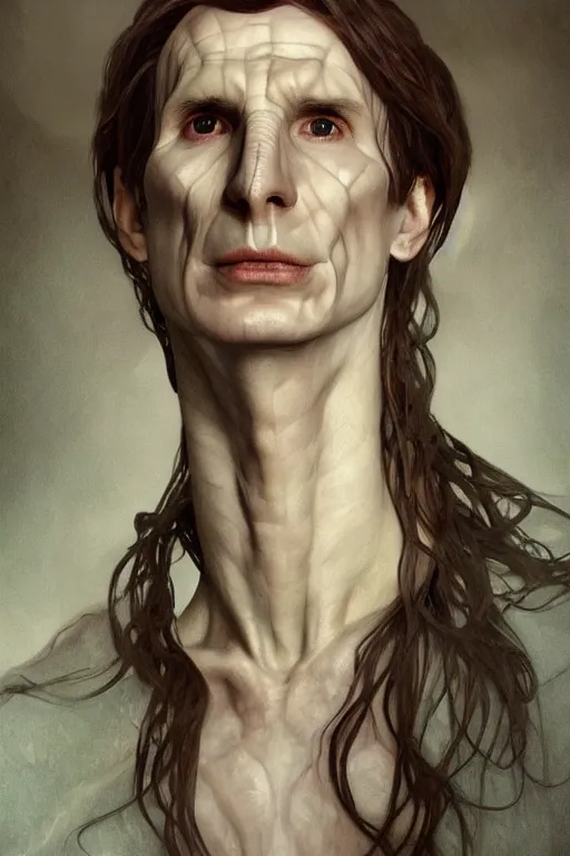 Image similar to Lord Voldemort, diffuse lighting, fantasy, intricate, elegant, highly detailed, lifelike, photorealistic, digital painting, artstation, illustration, concept art, smooth, sharp focus, art by John Collier and Albert Aublet and Krenz Cushart and Artem Demura and Alphonse Mucha