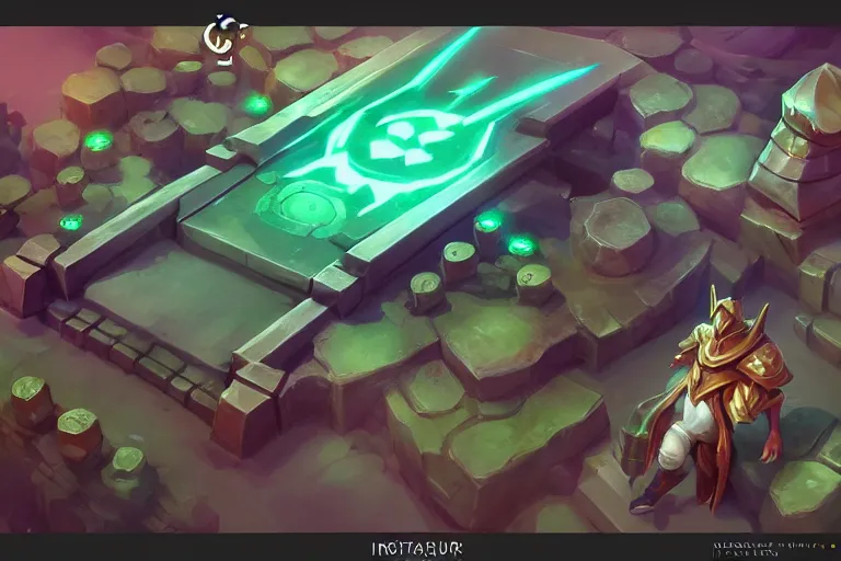 Prompt: Concept art of the new League of Legends Champion on Summoner's Rift, Isometric, Digital Painting, Painterly, Trending on Artstation, Character Reference Sheet