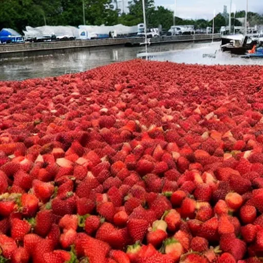 Image similar to a city of strawberries, artistic