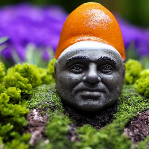 Image similar to A high-quality photo of Sajid Javid (as a garden gnome), glazed, glossy, m.zuiko 75mm, f 1.8, 1/400, RAW, unedited, 8K, high quality,