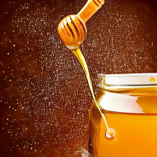 Image similar to honey splashing into honey, hyper realistic, award winning food photography