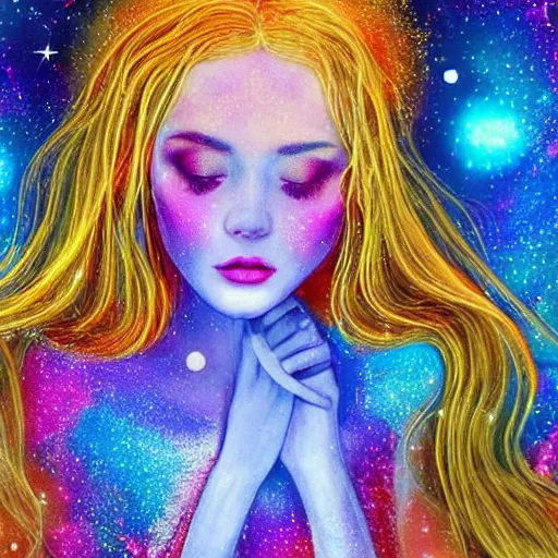 Image similar to Detailed Complex Colorful Magical Enchanted portrait of a Delicate Beautiful Celestial Creature of Light, Attractive, Beautiful, Seductive, Innocent, Pure, 4k, photorealistic