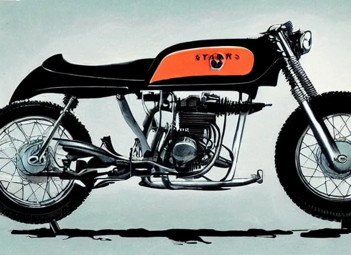 Image similar to “ 1 9 5 0 s motorcycle cafe racer scrambler, by dieter rams and chris foss and syd mead ”